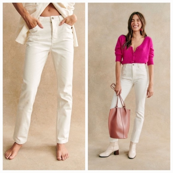 Sezane Women's High Rise Jeans - Cream - Picture 1 of 10
